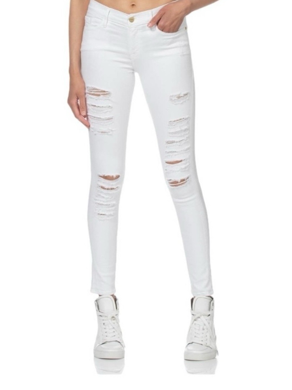FRAME White Ripped Denim Jean 27